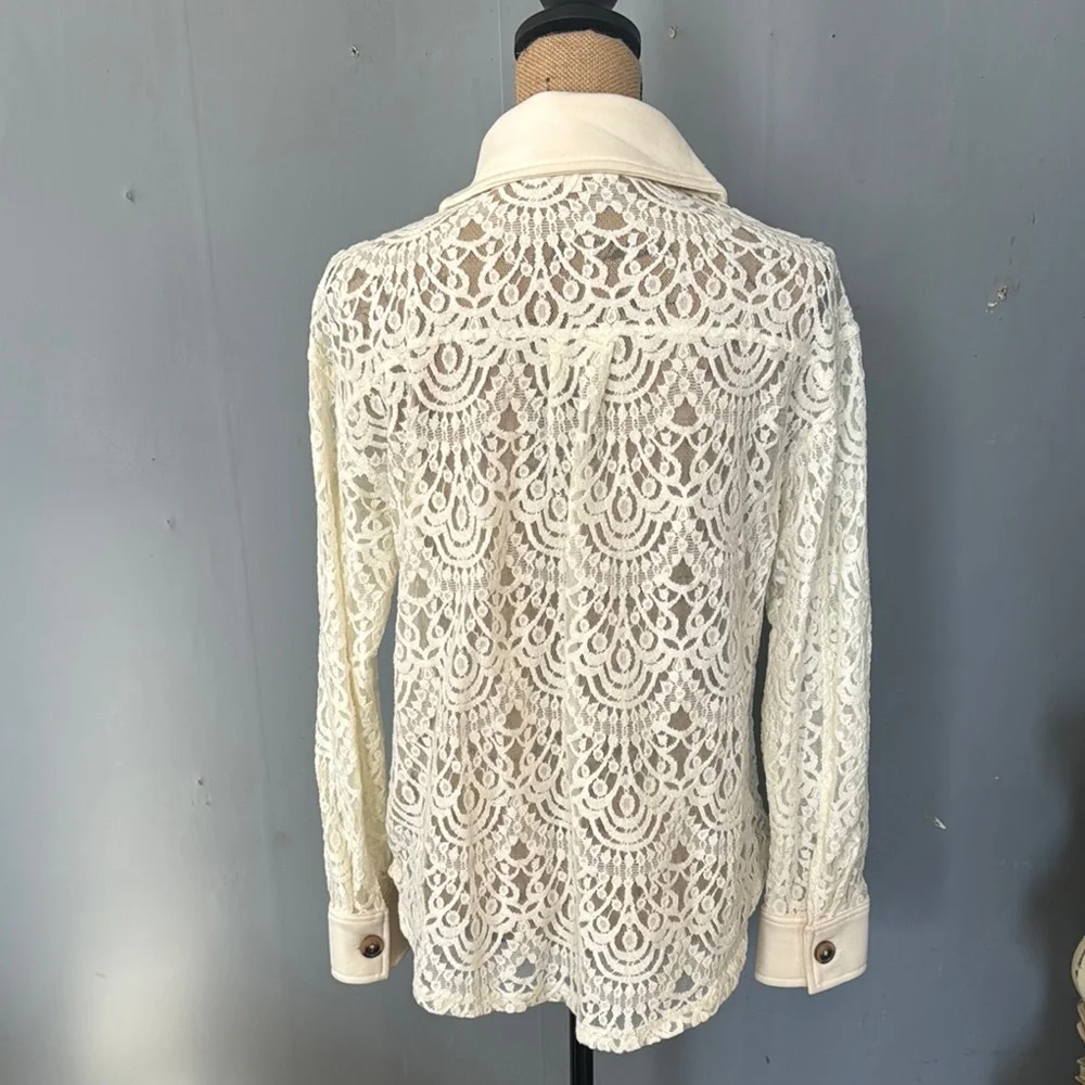 Chic Lace Button-Up Shirt - Picture 5 of 7